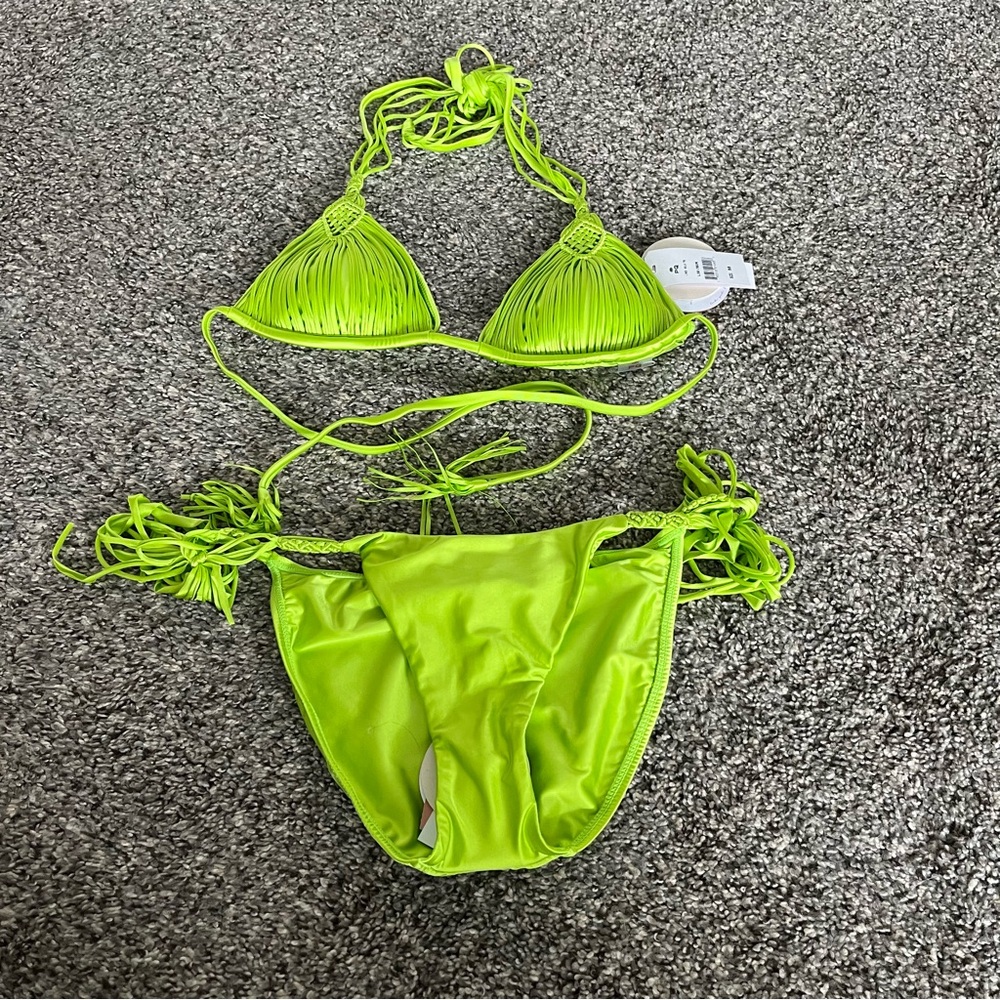 PQ swim Mila bathing suit Lime (Super Hot Color) set top and bottom NWT M and L - Picture 4 of 14